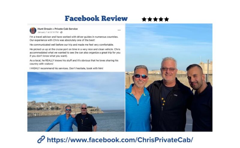 Malta Tour : Private Car- Mdina, Marsaxlokk, Blue Grotto - Birgu, Cospicua, Senglea