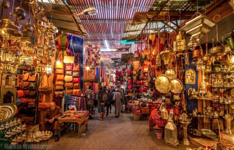 Marrakech: Medina by Night Walking Tour With Moroccan Tea - Rooftop Bar Experience