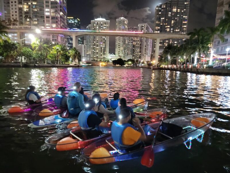 Miami: Guided LED-LIT Kayak Night Tour With Drinks - Key Points