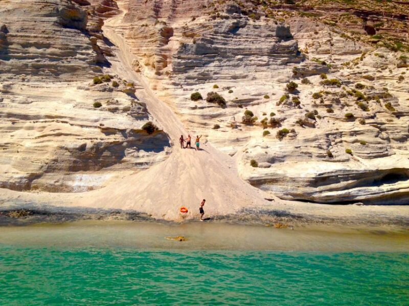 Milos: Full-Day Catamaran Cruise to Poliegos and Kleftiko - Swimming at Poliegos Island