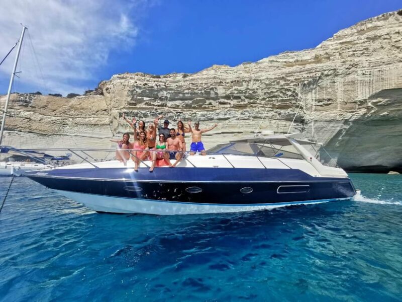 Milos : Kleftiko Half Day Semi Private Power Yacht Cruise - Key Points