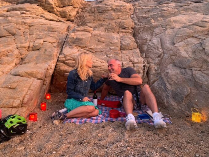 Mykonos Romantic Bike Tour With Private Picnic at the Beach - Church Visit