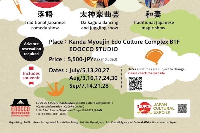 Myojin Show Rakuza - Traditional Rakugo, Juggling and Magic Show - Additional Information