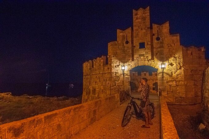 Night Rhodes: Old Town Gastro E-Bike Tour With Drink & Meze - Starting and Return Point