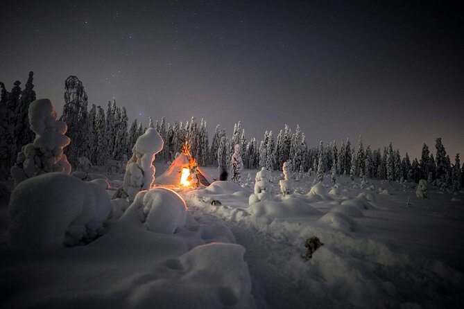 Night Snowshoeing Adventure Under the Northern Lights - Campfire Memories