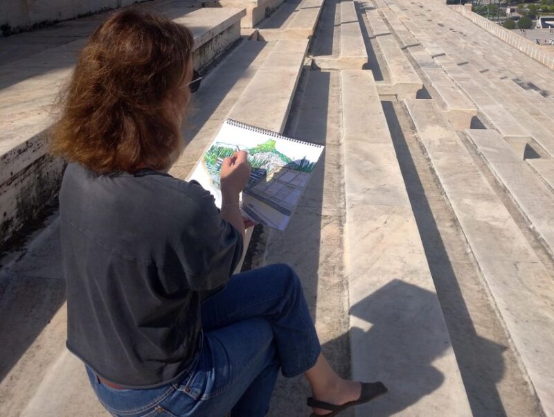 Outdoor Drawing Class in Modern Athens; Pangrati, Metz.. - Drawing Techniques