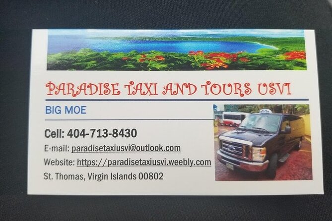 Paradise Taxi & Tours USVI- St Thomas Airport Transportation to Crown Bay Marina - Booking Details