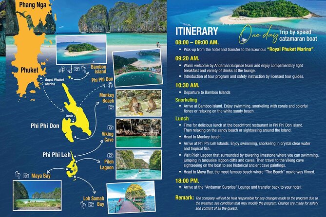 Phi Phi Islands and Bamboo Island by Catamaran - Inclusions