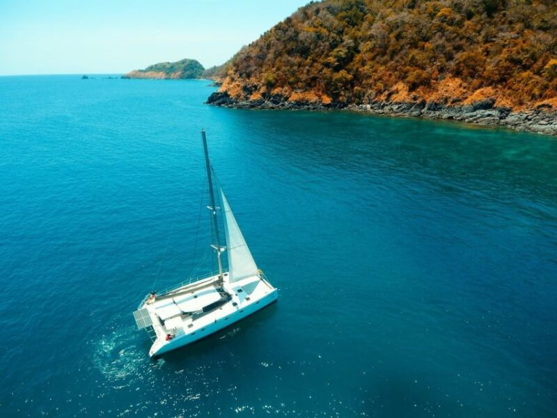Phuket: Catamaran Cruise to Promthep Cave With Sunset Dinner - Dining and Sunset