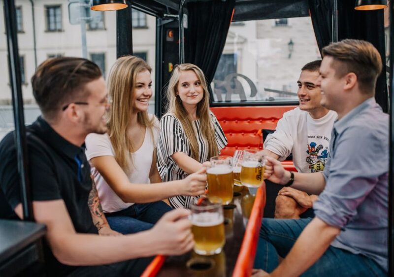Prague: Airport Transfer Beer Party Bus With Unlimited Beer - Key Points