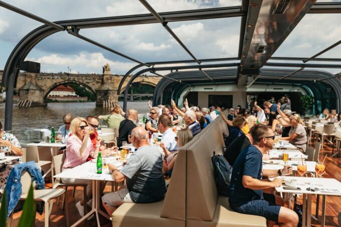 Prague: Vltava River Lunch Cruise in an Open-Top Glass Boat - Duration and Itinerary