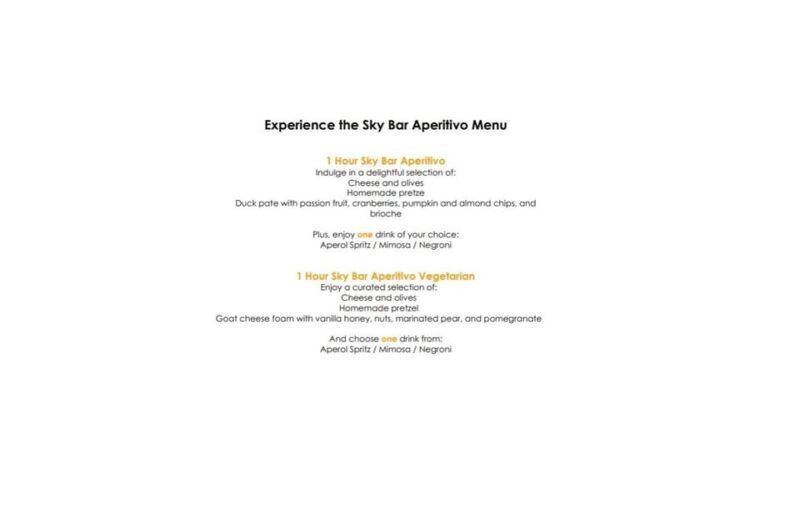 Prague:Sky Bar Aperitivo Menu With Drink and Panoramic Views - Scenic Views and Ambiance