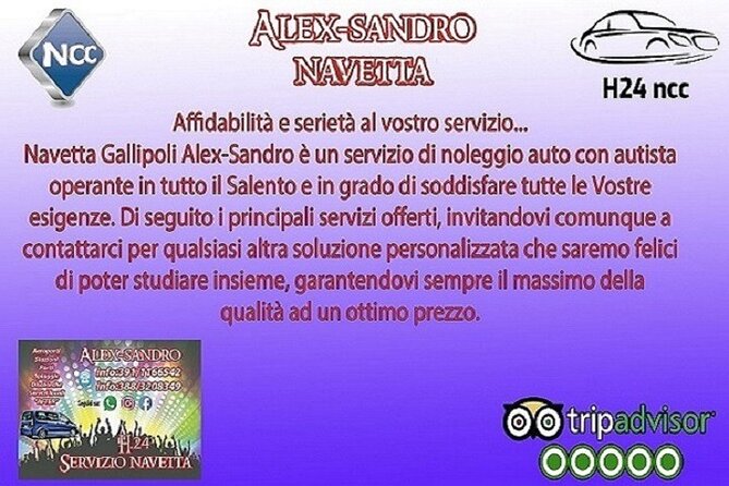 Private Car Rental With Driver in Salento - Pickup and Drop-off
