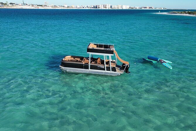 Private Crab Island Luxury Slide Pontoon Charter - Key Points