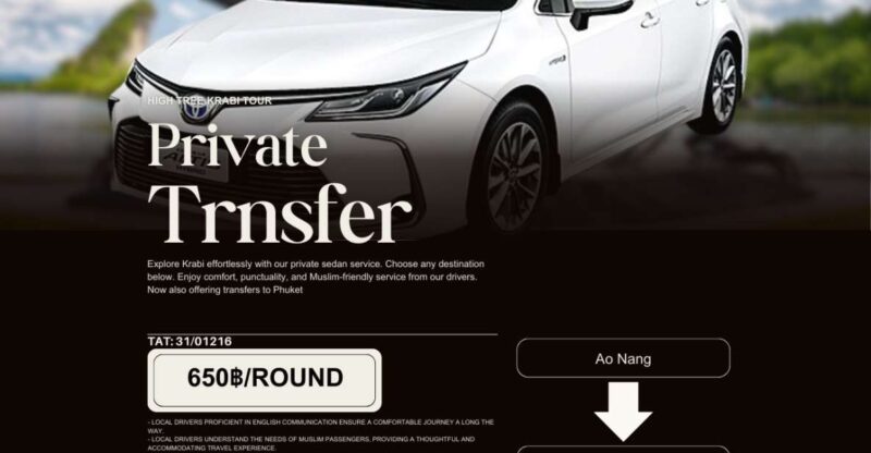 Private Eco-Transfer: One-Way Ao Nang - Air Port, Krabi - Destination Options