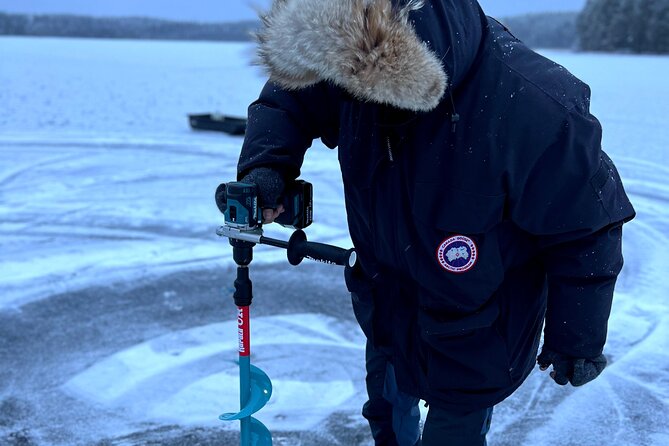 PRIVATE Ice Fishing Snow Scooters 3 Course Lunch in a Glass Igloo - Key Points