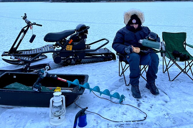 PRIVATE Ice Fishing Snow Scooters 3 Course Lunch in a Glass Igloo - Dining in a Glass Igloo