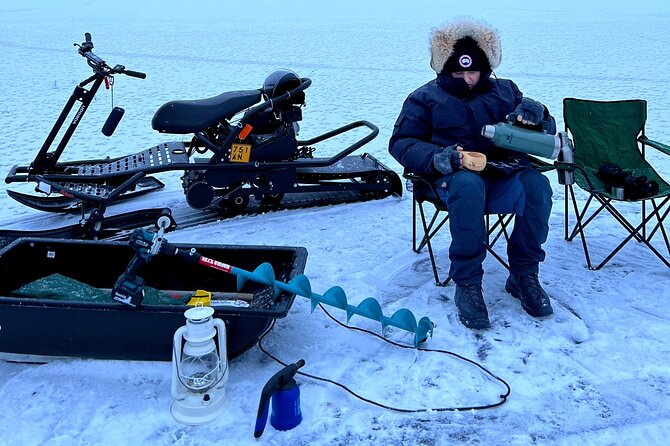 PRIVATE Ice Fishing Snow Scooters Lunch in a Glass Igloo - Highlights of the Tour