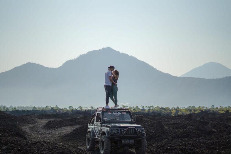 Private Jeep 4x4 And Black Lava - Black Lava Landscape