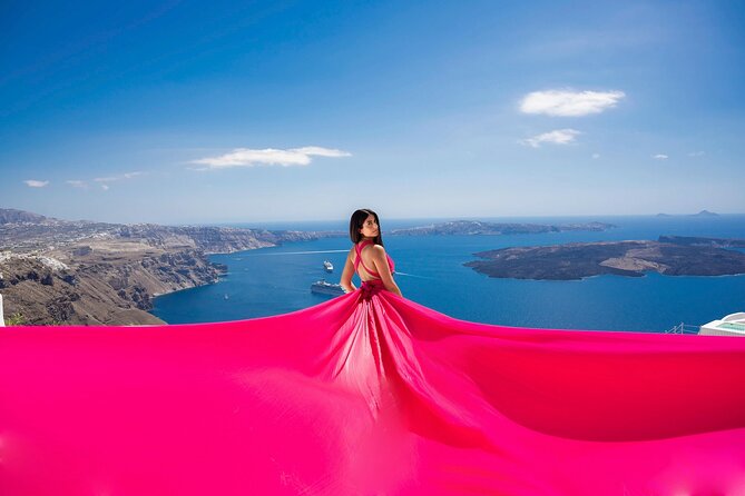 Private Santorini Flying Dress Photoshoot 2 Hours & Video - Dress Rental Options