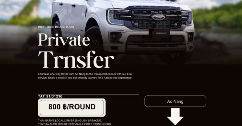 Private SUV-Transfer: One-way Ao Nang - Bus Statation - Booking and Cancellation