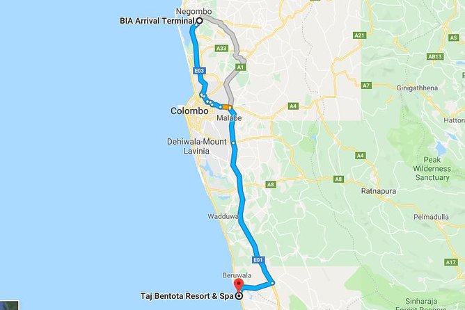 Private Taxi From Sri Lanka Airport (Cmb-Bia) to Taj Bentota Resort & Spa - Booking Information