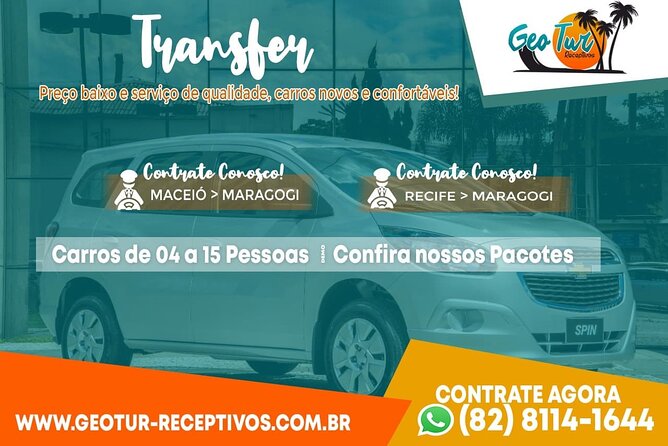 Private Transfer Maragogi to Recife From 01 to 06 Pax by Geo Tur Receptives - Booking Information