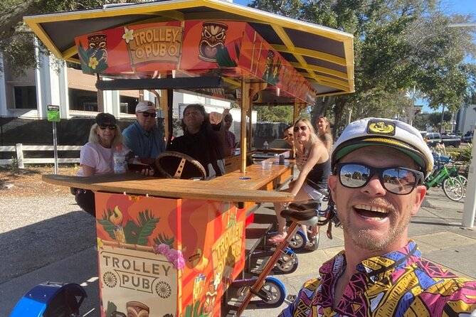 Private Trolley Pub W/ Bar+Mural Stops: up to 15PPL - Included Amenities