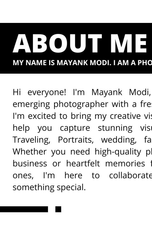 Professional Photoshoot With Mayank Modi - Pricing and Duration