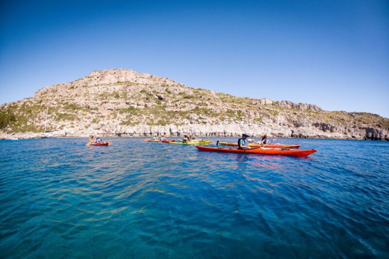 Rhodes: 2-Day Sea Kayaking and Hiking Combo Activity - Paddling Through Anthony Quinn Bay