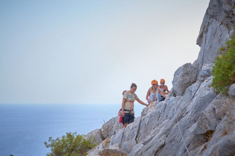 Rhodes: Ladiko Bay Rock Climbing and Rappelling Experience - Refreshing Dive in Ladiko Bay