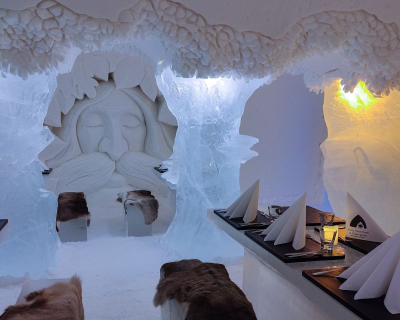 Rovaniemi: Ice Restaurant Dinner With Snow Sauna & Transfer - Unique Ice Hotel and Restaurant