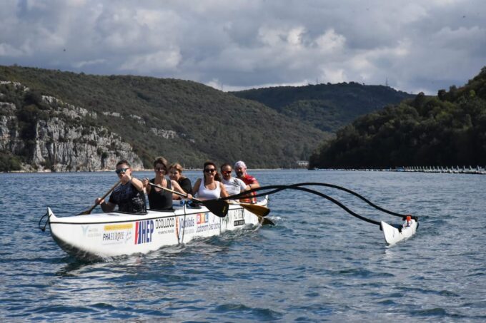 Rovinj: Lim Bay Outrigger Canoe Tour With Pirate Cave Visit - Paddling in the Outrigger Canoe