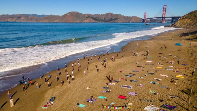 San Francisco: Silent Disco Yoga at Baker Beach - What to Expect
