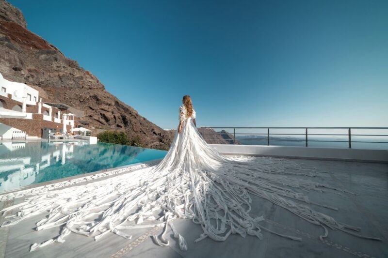 Santorini: Casual Photoshoot by Flying Dress - Unique Santorini Souvenir Opportunity