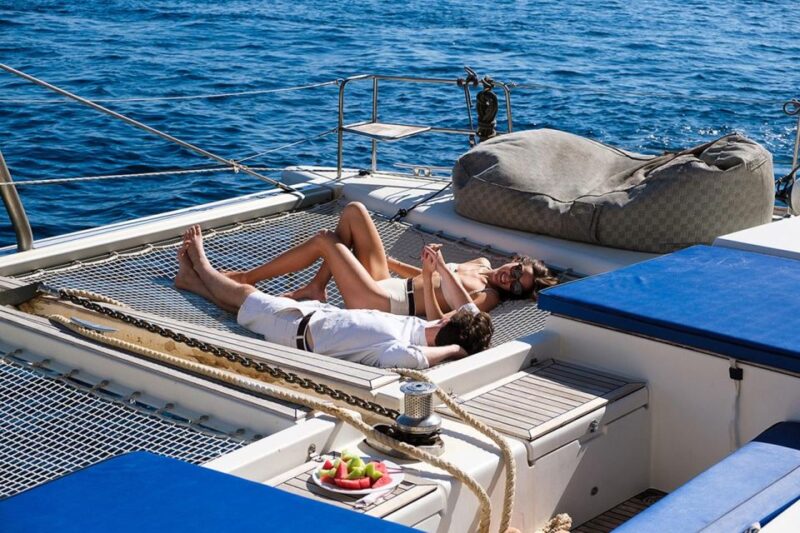 Santorini: Catamaran Cruise With BBQ and Drinks - Key Points