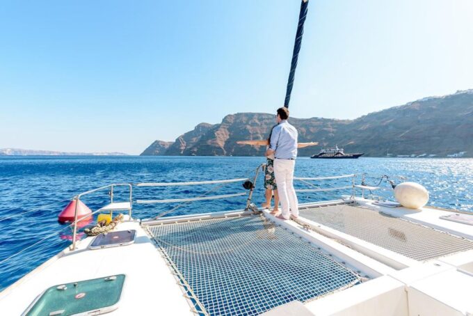 Santorini: Catamaran Cruise With BBQ and Drinks - Swim and Snorkel