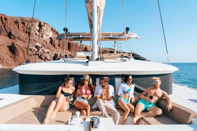 Santorini Catamaran Day Cruise: Lunch, Drinks and Transfers - Caldera Views
