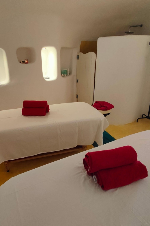 Santorini: Couples Massage With Wine, Fruits Day Pool Access - Outdoor Pool and Sunbathing Amenities