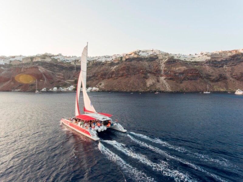 Santorini: Cruise Catamaran With BBQ & Drinks Day of Sunset - Red Beach and White Beach
