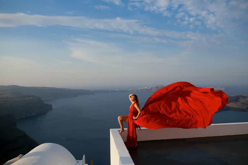 Santorini: Flying Dress Photoshoot With Caldera Backdrop - Photography and Editing