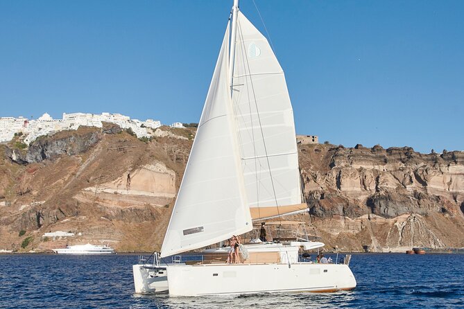 Santorini Gold Catamaran Cruise With Bbq, Drinks and Hotel Pickup - Itinerary