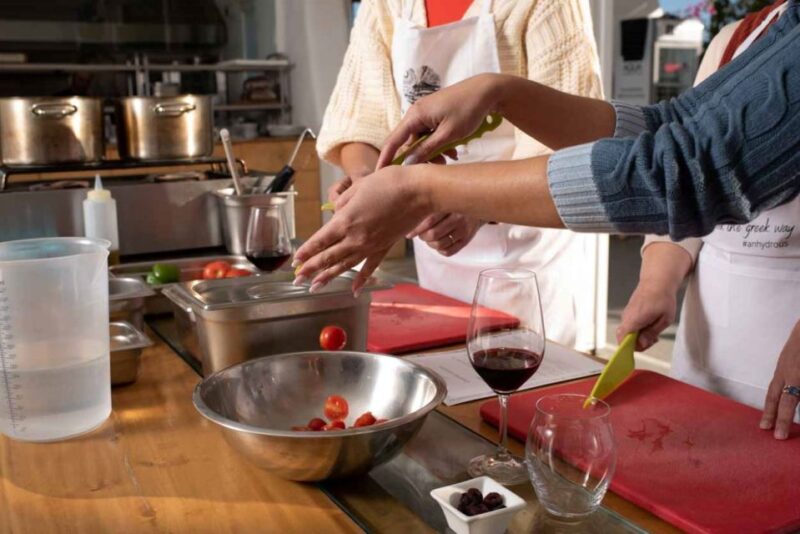 Santorini: Greek Food Cooking Class With Wine Tasting - Meal Featuring Cooked Dishes