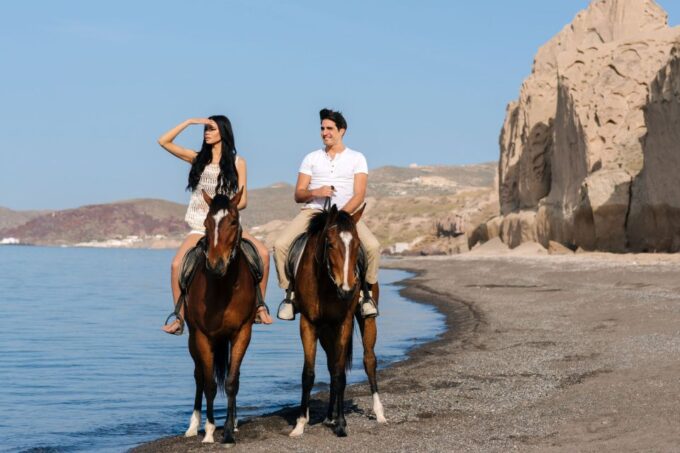 Santorini: Horseback Riding Experience in Volcanic Landscape - Reaching the Black Sand Beach