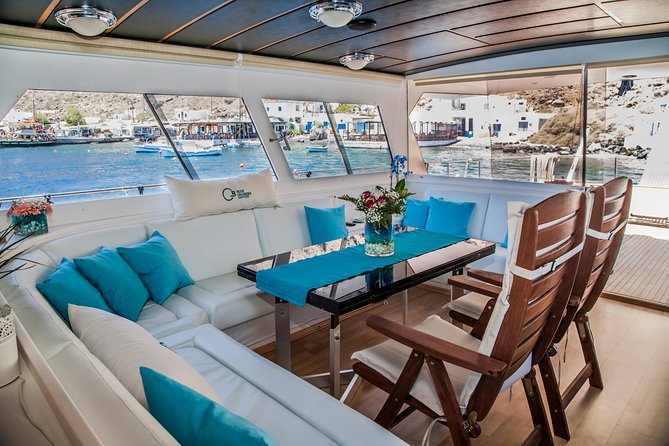 Santorini: Motor Yacht Day Cruise With 5-Course Lunch - Departure From Vlihada Port