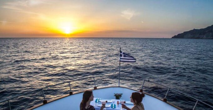 Santorini: Motor Yacht Sunset Cruise With 5-Course Dinner - Frequently Asked Questions