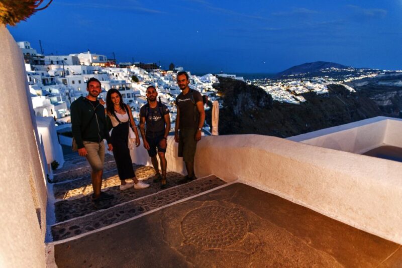 Santorini: Night Hike, Wine Tasting, and Greek Dinner - Illuminating Nighttime Experience