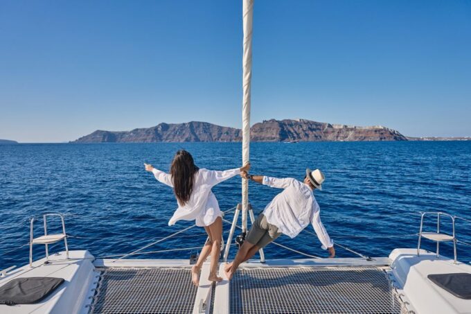 Santorini Oia: Caldera Catamaran Cruise With Meal & Drinks - Booking and Availability