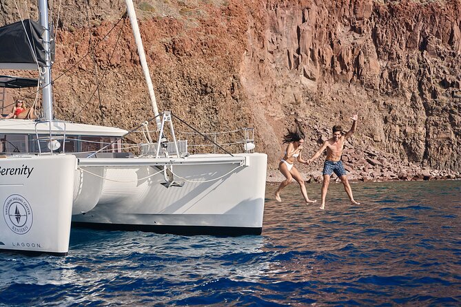 Santorini Oia: Private Sunset Catamaran Cruise With BBQ & Drinks - Sunset Vistas and Scenery