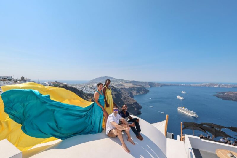 Santorini: Private Flying Dress Photoshoot With Dress Rental - Dress Selection and Rental